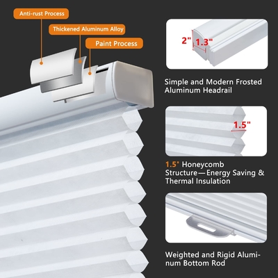 WELLSOURCE Ombre cellulari senza fili senza perforazione Giubbotti a nido d'ape Oscuramento per finestre camera da letto, ufficio Facile da installare