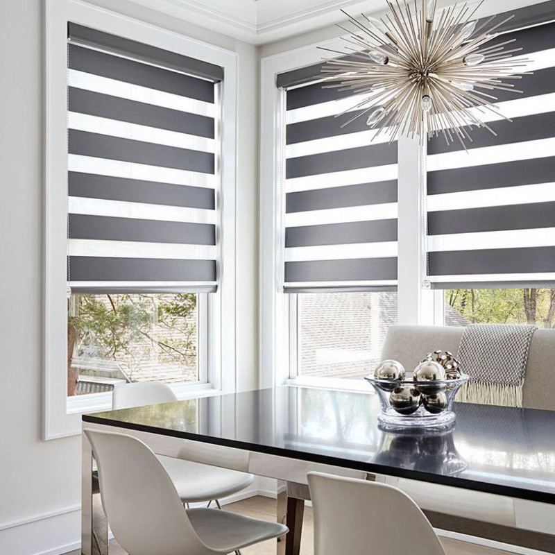 Struttura orizzontale a motore per interni Poliestere Zebra Roller Blind per finestre